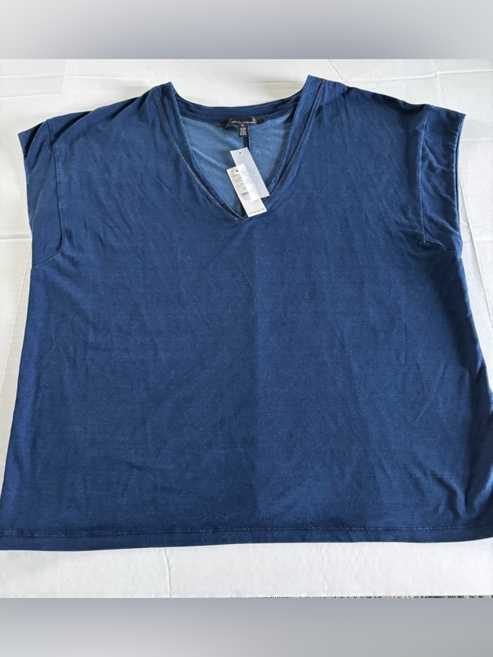 White House Black Market Classic V-Neck Women's Top in Navy